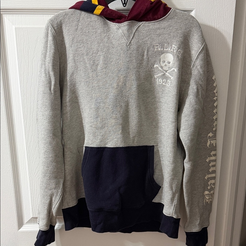 Polo Ralph Lauren Gray and Navy Hoodie with Skull Logo